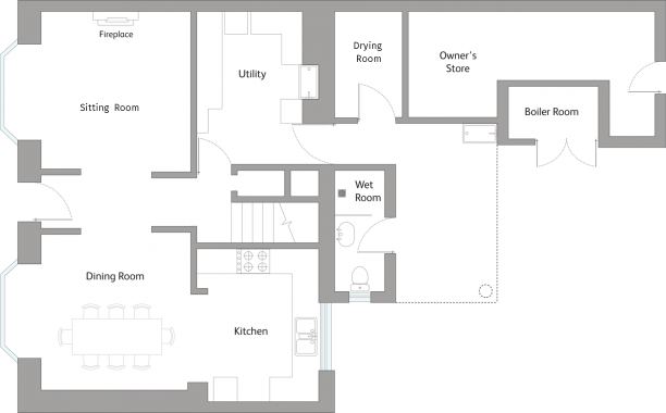 Cornwall Holiday Cottage Ground Floor Plan